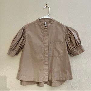 Mango Beige Button Down Dress Shirt / Size 2